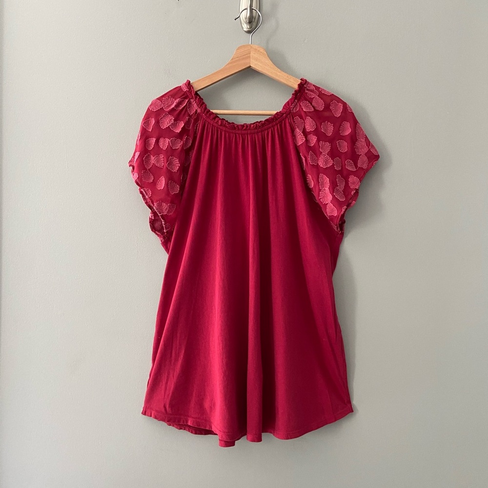 Loft Textured Cap Sleeves Relaxed Tee Size XL